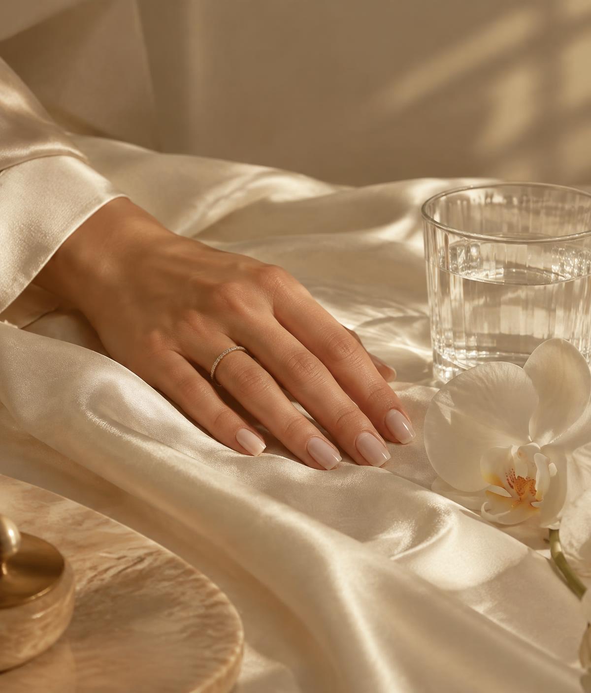 Ivory silk, water and orchid